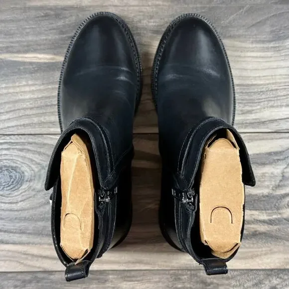 NIB Sam Edelman Nolynn 8M Black Leather Buckle Short Riding Ankle Boots Booties - Picture 10 of 12